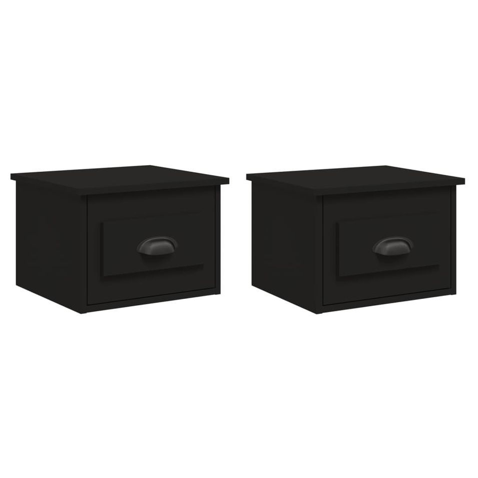 Tables de chevet murales 2 pcs noir 41,5x36x28 cm - Photo n°1