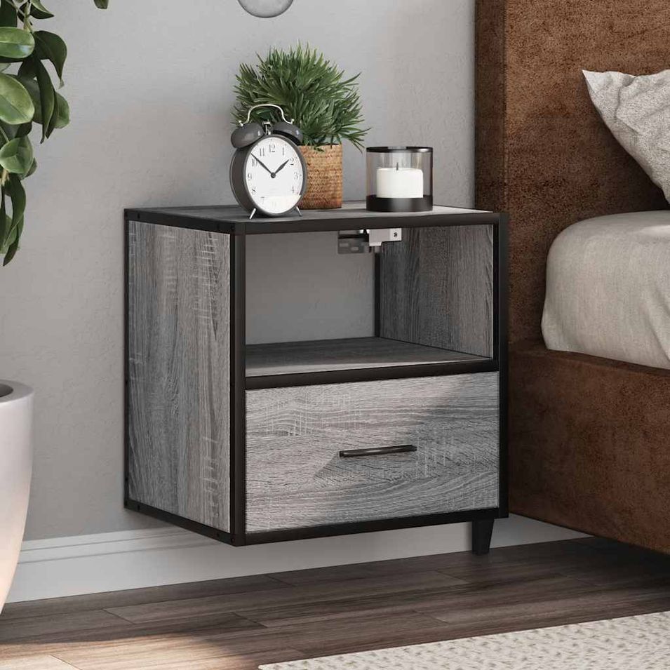 Tables de chevet murales 2 pcs sonoma gris 40x31x39,5 cm - Photo n°1