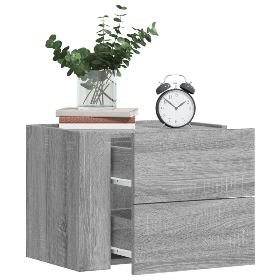 Tables de chevet murales 2 pcs sonoma gris 45x30x35 cm - Photo n°1