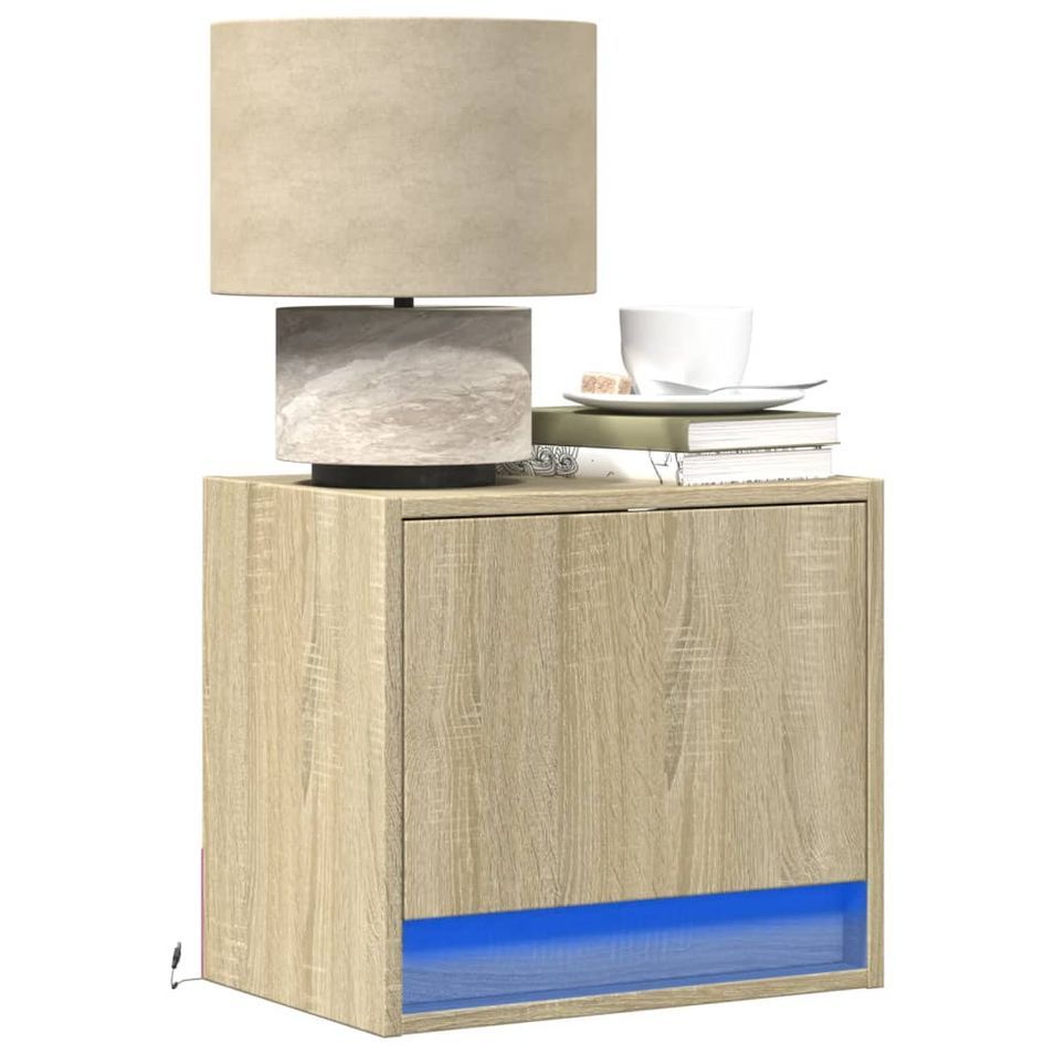 Tables de chevet murales avec lumières LED 2 pcs chêne sonoma - Photo n°1