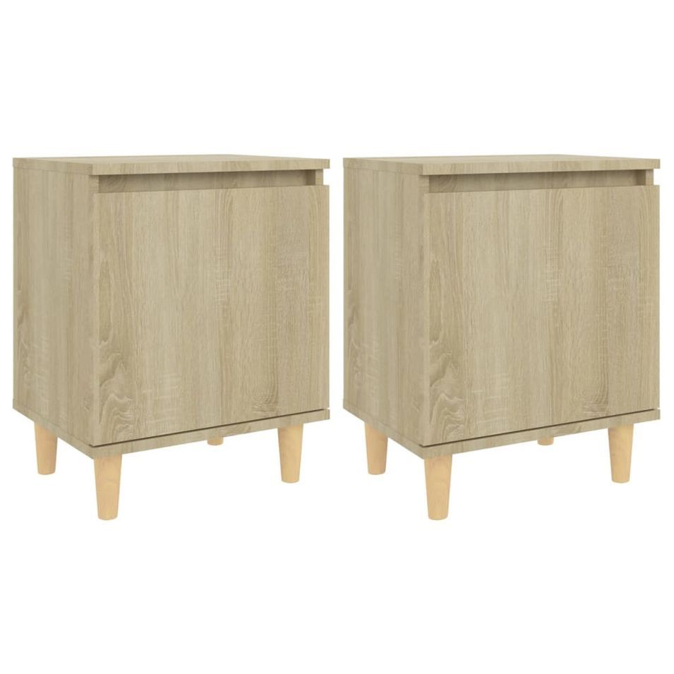 Tables de chevet pieds en bois 2 pcs Chêne sonoma 40x30x50 cm - Photo n°1