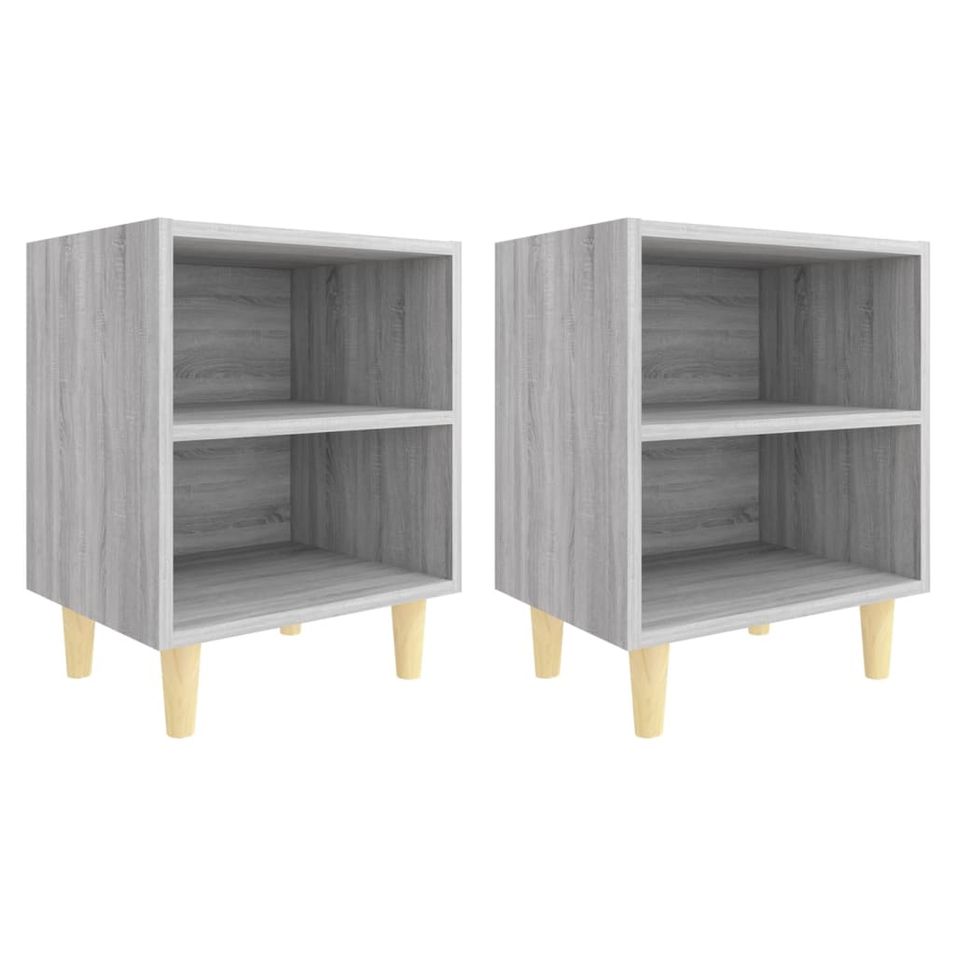 Tables de chevet pieds en bois 2 pcs Sonoma gris 40x30x50 cm - Photo n°1