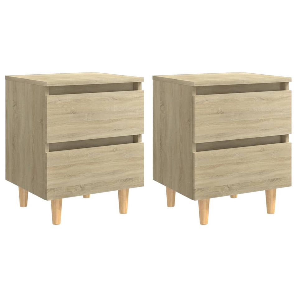 Tables de chevet pieds en pin 2 pcs Chêne sonoma 40x35x50 cm - Photo n°1