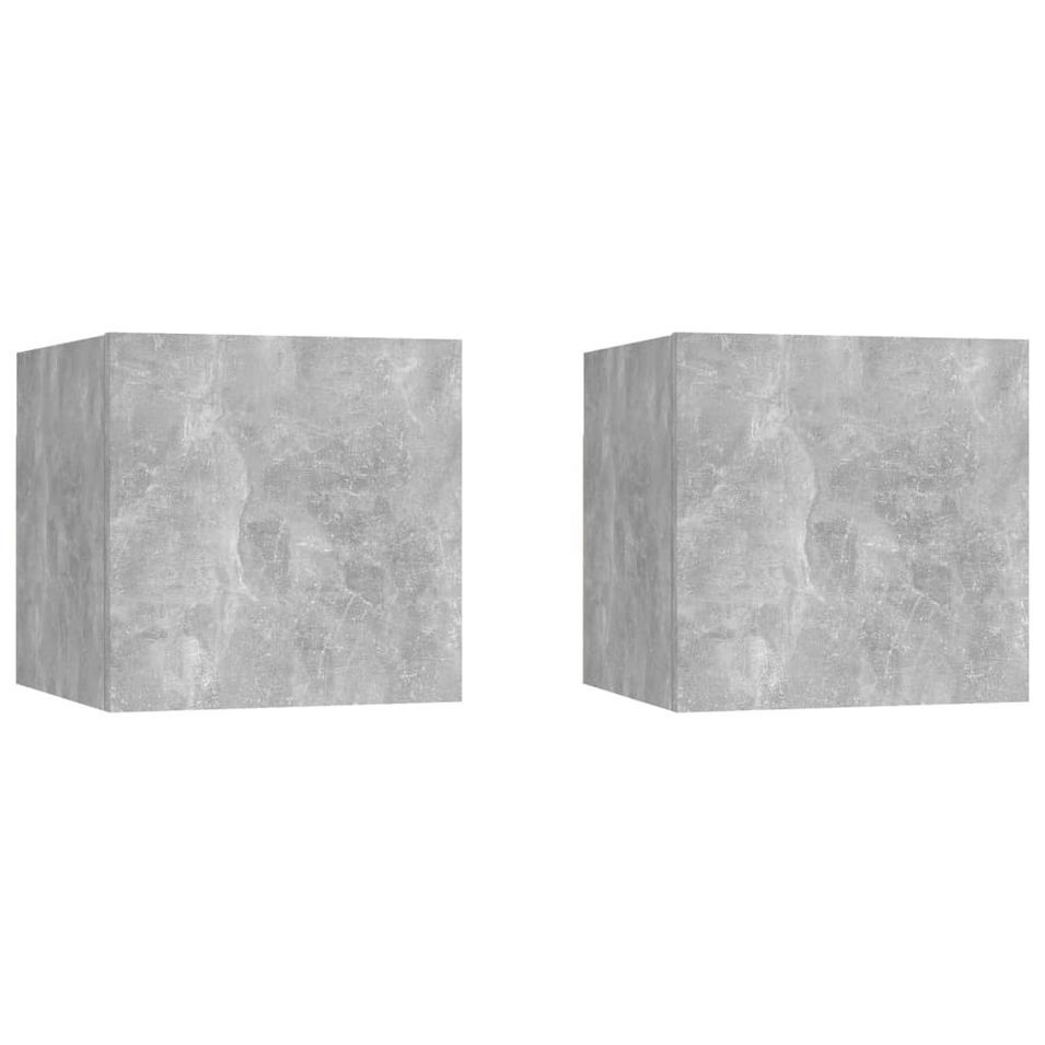 Tables de chevet suspendu 2 pcs Gris béton 30,5x30x30 cm - Photo n°1