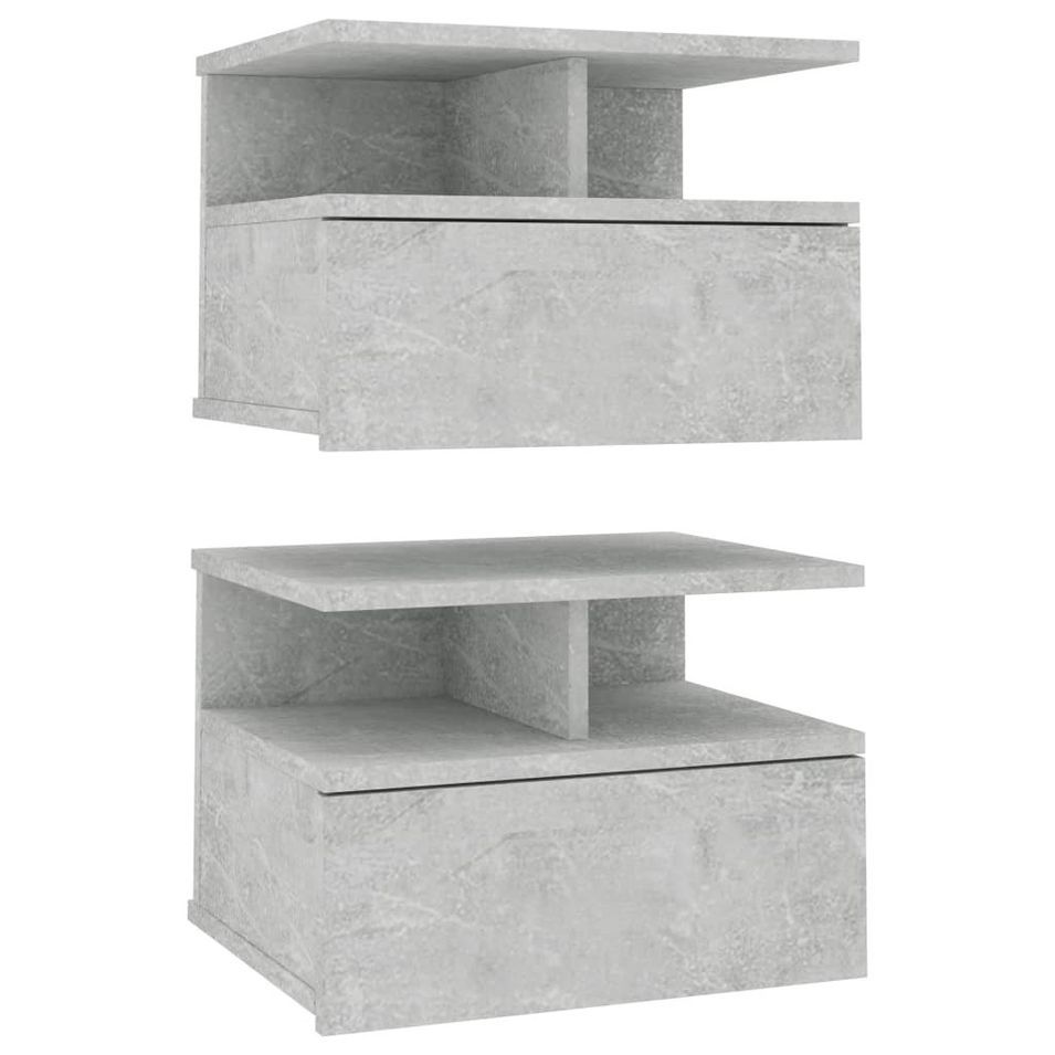 Tables de chevet suspendues 2 pcs Gris béton 40x31x27 cm - Photo n°1