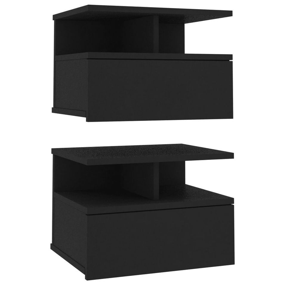 Tables de chevet suspendues 2 pcs Noir 40x31x27 cm - Photo n°1