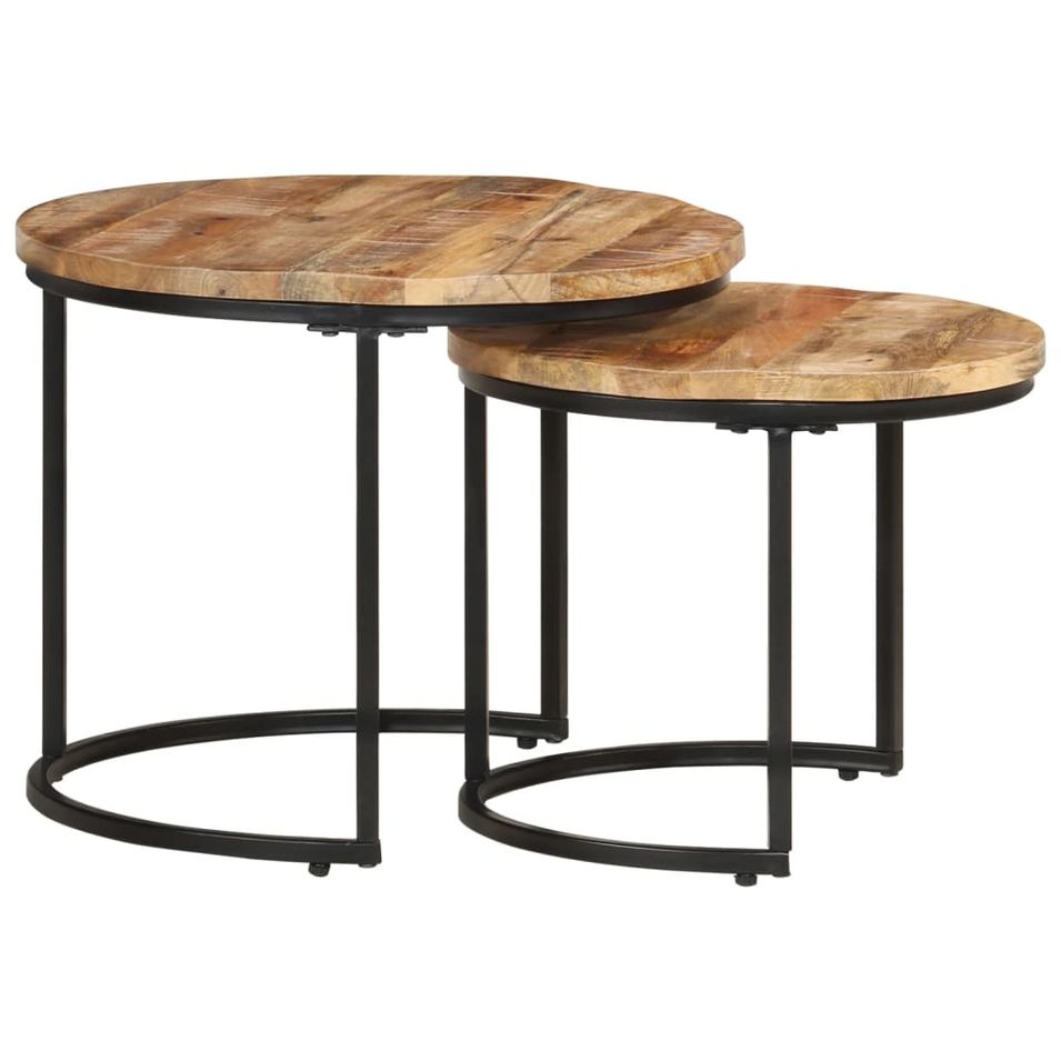 Tables gigognes 2 pcs Bois de manguier brut - Photo n°1