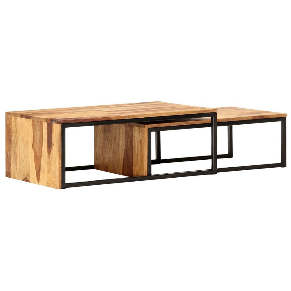 Tables gigognes 2 pcs Bois solide - Photo n°1