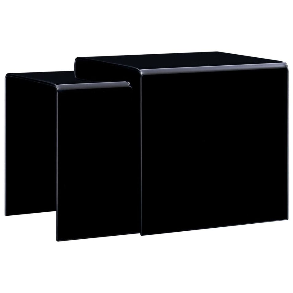 Tables gigognes 2 pcs Noir 42 x 42 x 41,5 cm Verre trempé - Photo n°1