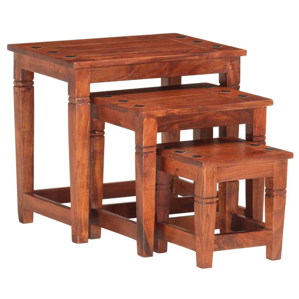 Tables gigognes 3 pcs Bois d'acacia massif - Photo n°1