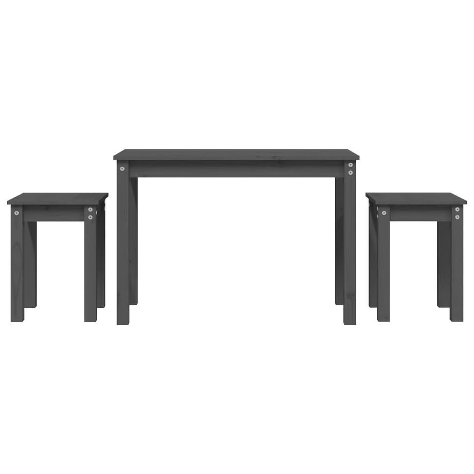 Tables gigognes 3 pcs Gris Bois de pin massif - Photo n°1