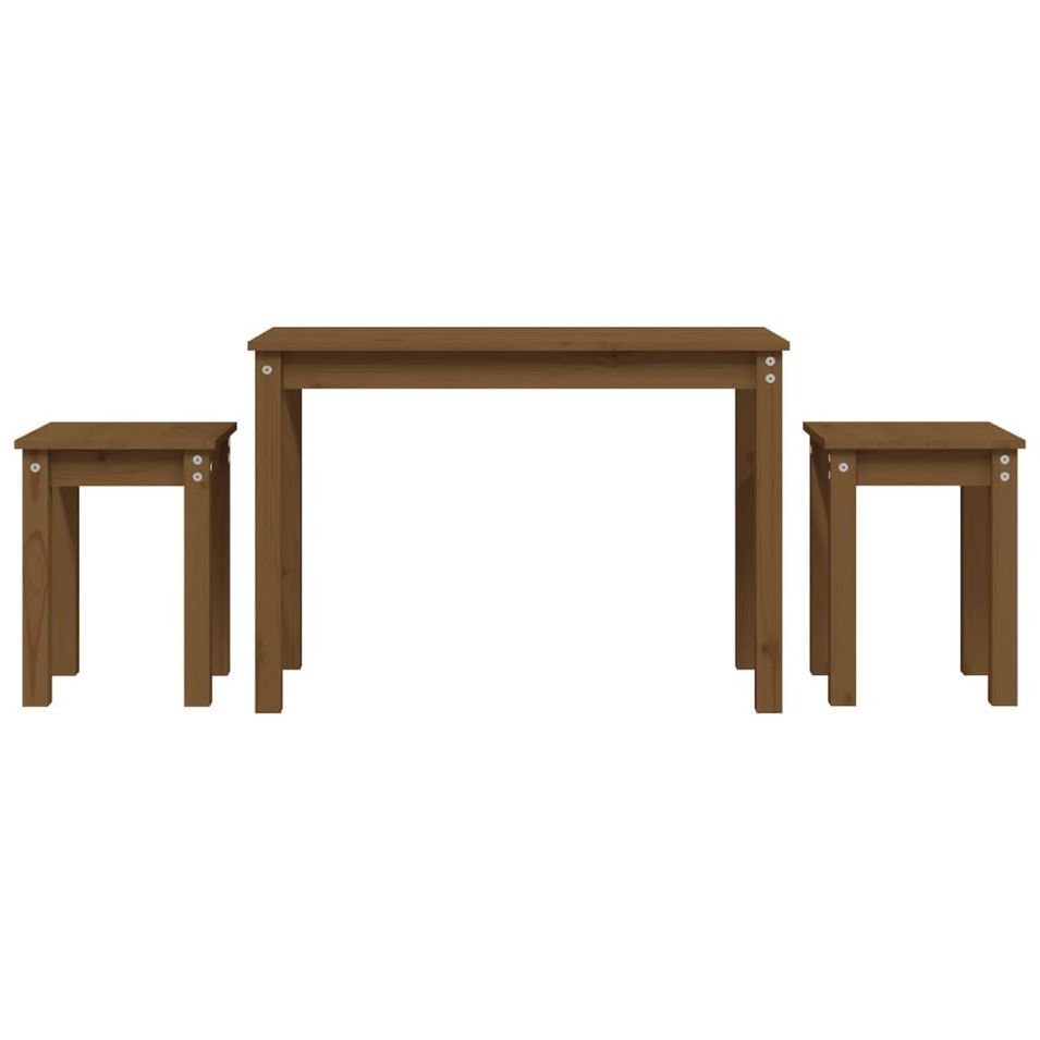Tables gigognes 3 pcs Marron miel Bois de pin massif - Photo n°1