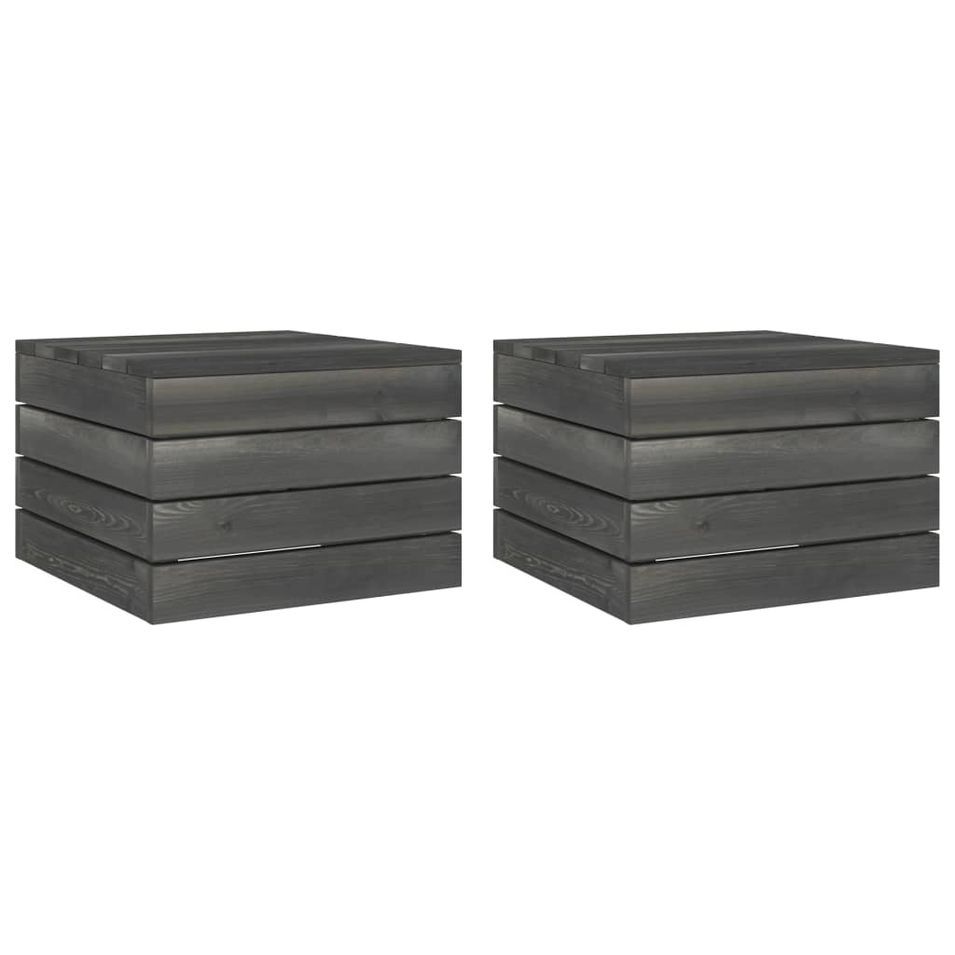 Tables palette de jardin 2 pcs Bois de pin massif Gris foncé - Photo n°1