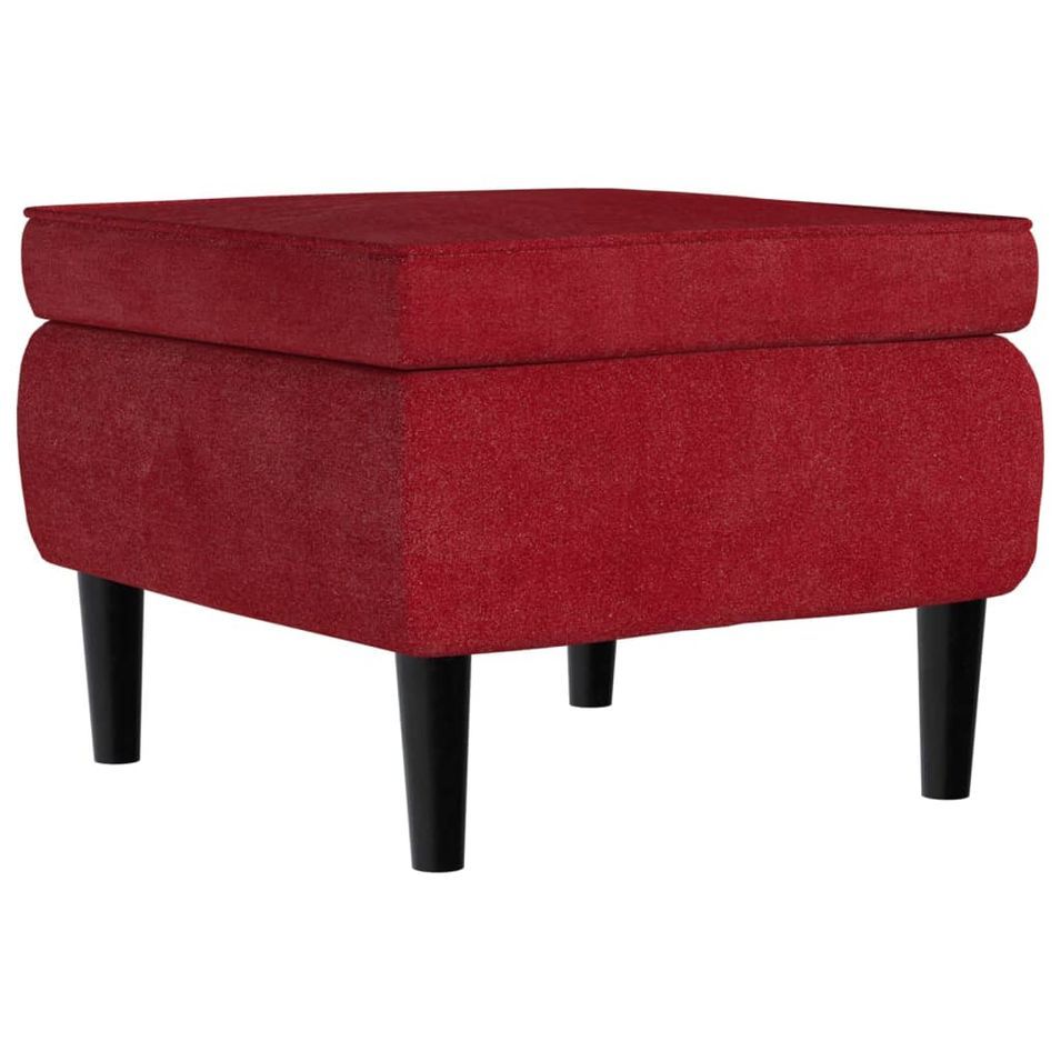 Tabouret avec pieds en bois Rouge bordeaux Velours - Photo n°1