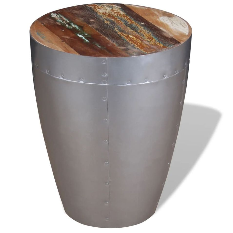 Tabouret aviateur Bois de récupération massif H 44 cm - Photo n°1