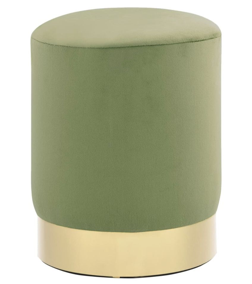 Tabouret bas design velours vert pomme et metal doré Sinza - Photo n°1