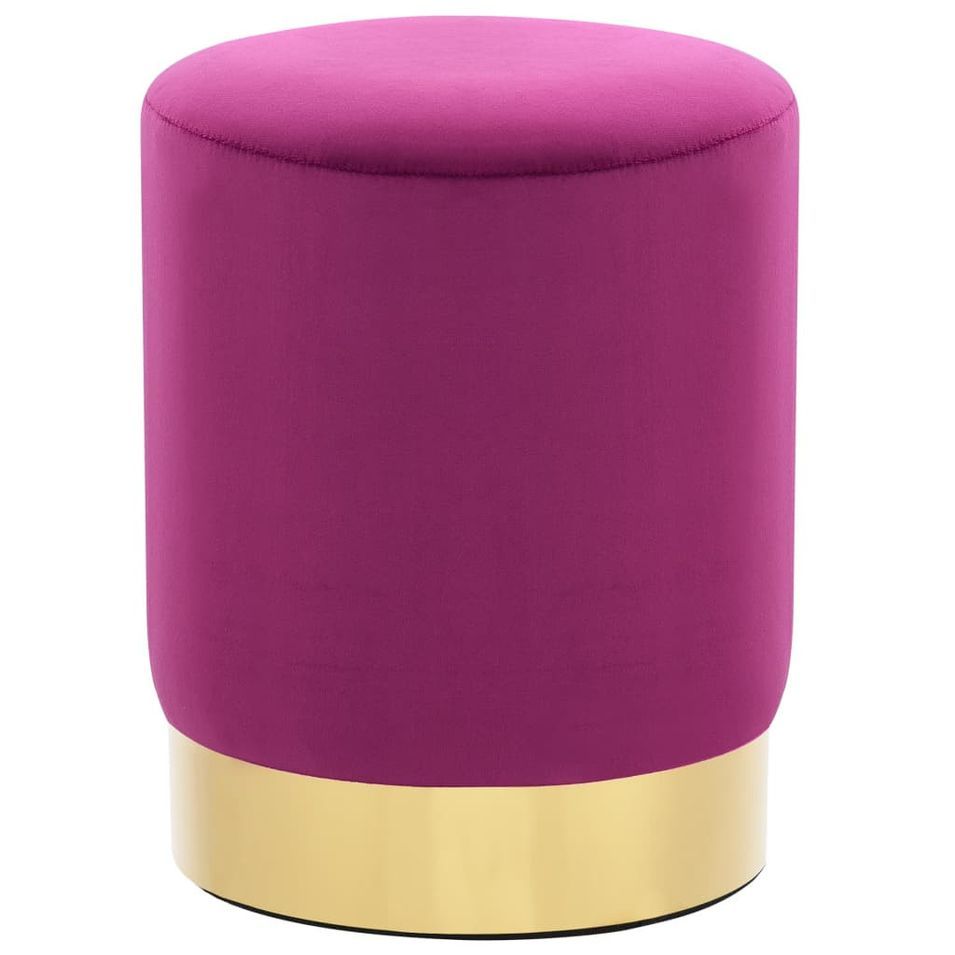 Tabouret bas design velours violet et metal doré Sinza - Photo n°1