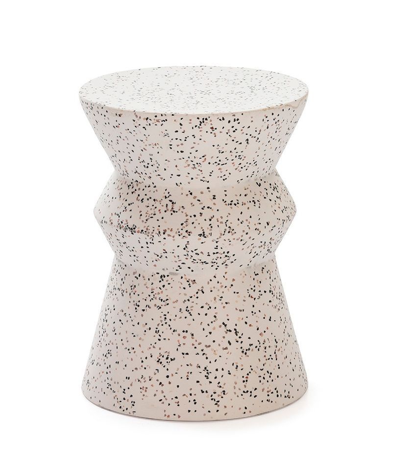 Tabouret bas epoxy terrazo blanc Manaka - Photo n°1
