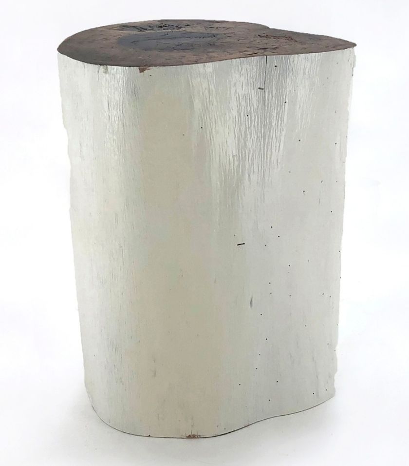 Tabouret bas moderne bois massif clair et blanc Multi D 30 cm - Photo n°1