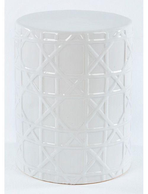 Tabouret bas rond céramique blanc Laizy 2 - Photo n°1