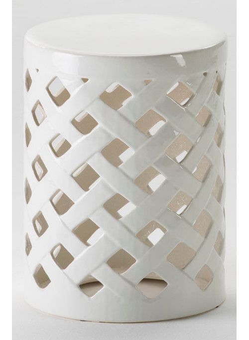 Tabouret bas rond céramique blanc Laizy H 47 - Photo n°1