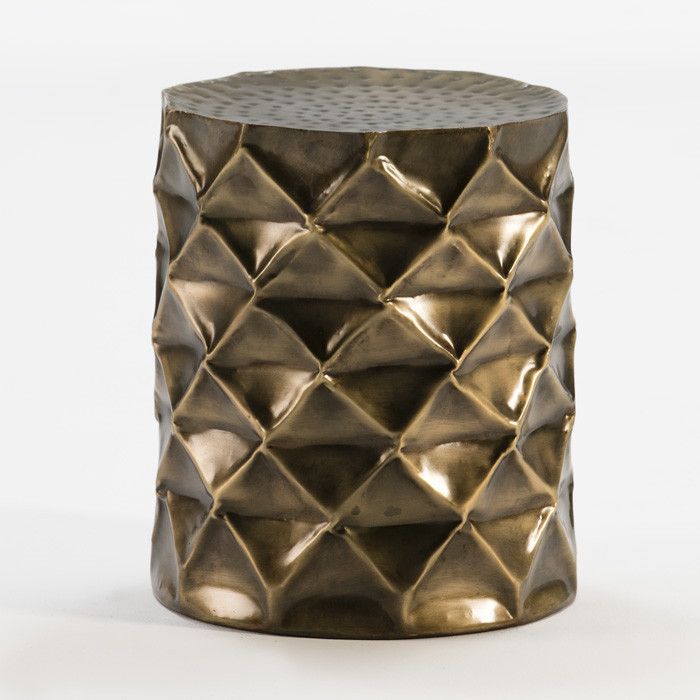 Tabouret bas rond métal bronze Keita - Photo n°1