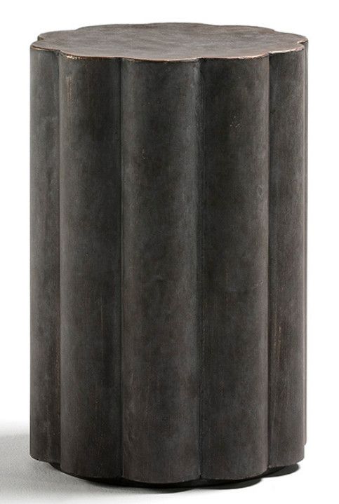 Tabouret bas rond métal brun vieilli Keita - Photo n°1