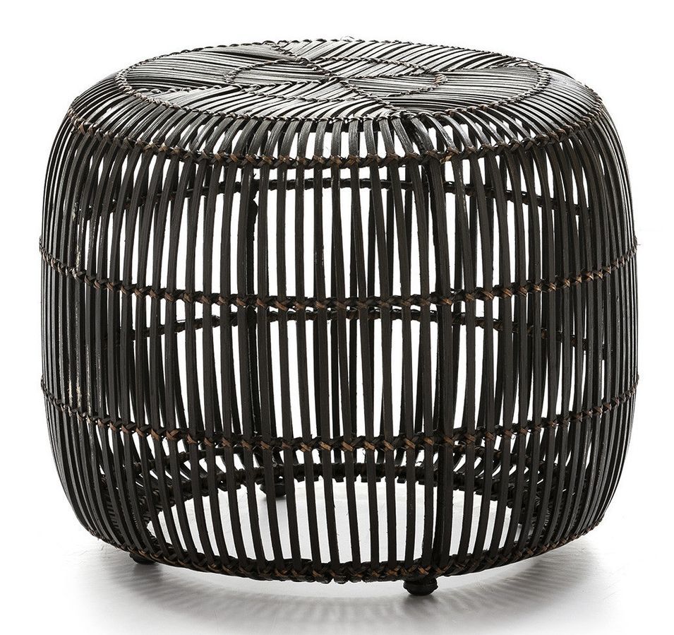 Tabouret bas rond osier brun - Photo n°1