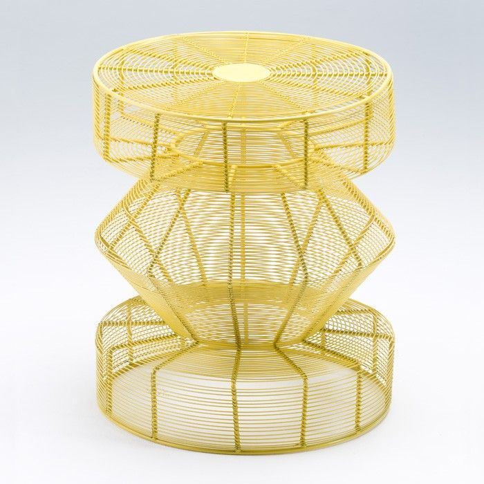 Tabouret bas ronde métal jaune Eliana H 50 cm - Photo n°1