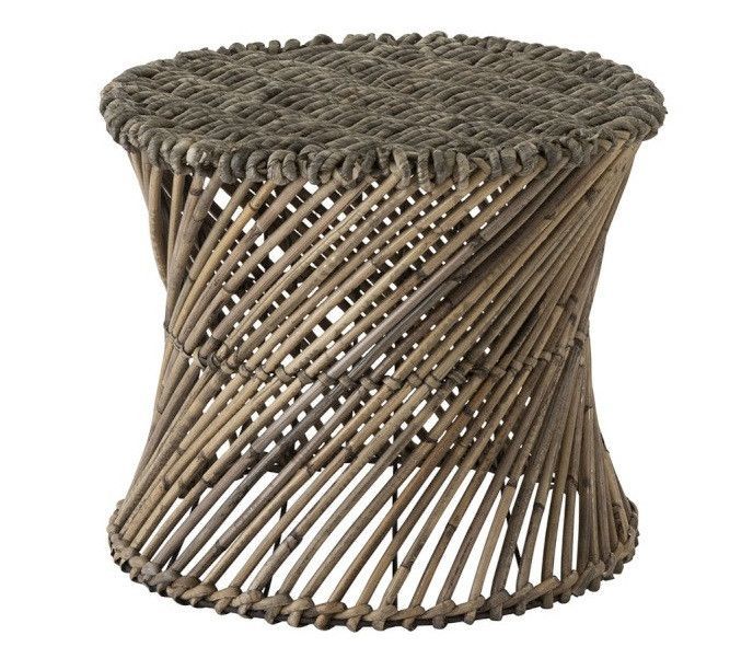 Tabouret bas rotin marron Nissy H 32 cm - Lot de 2 - Photo n°1