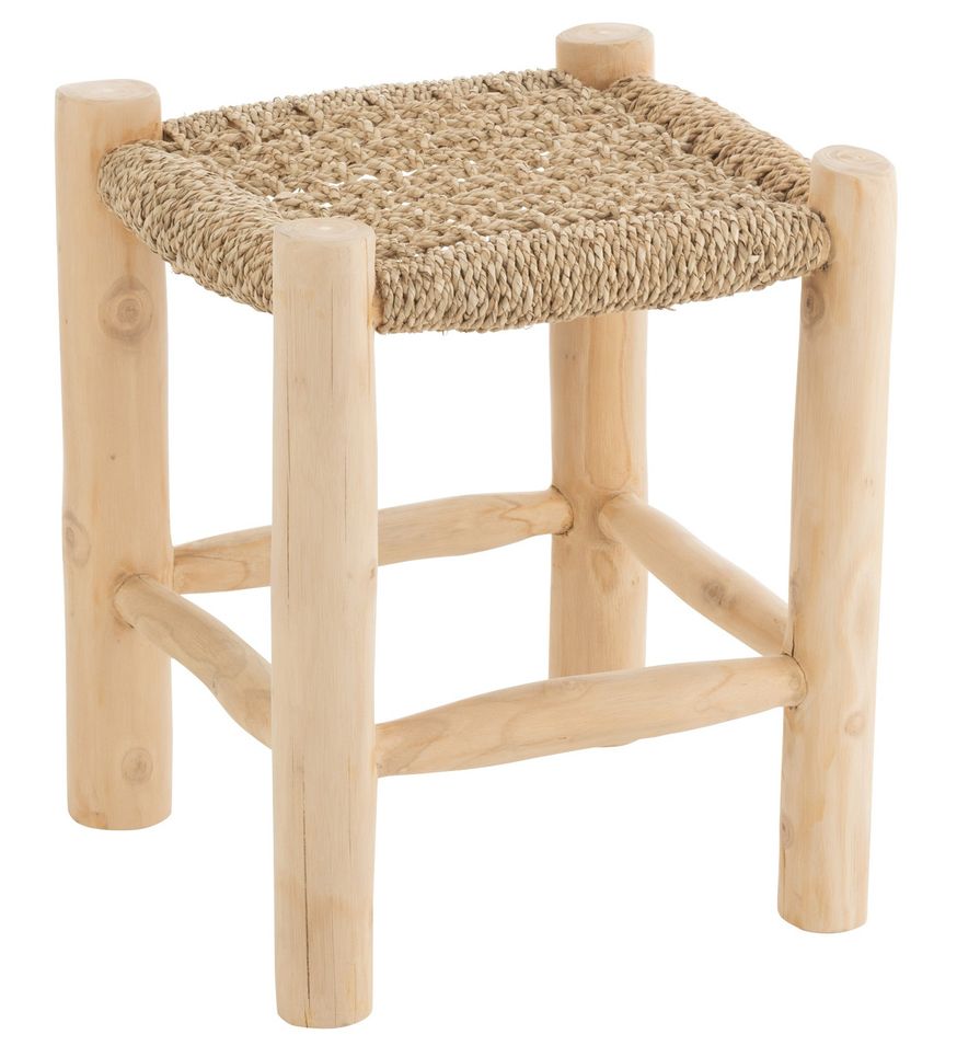 Tabouret bois teck naturel Tim assise 45 cm - Photo n°1