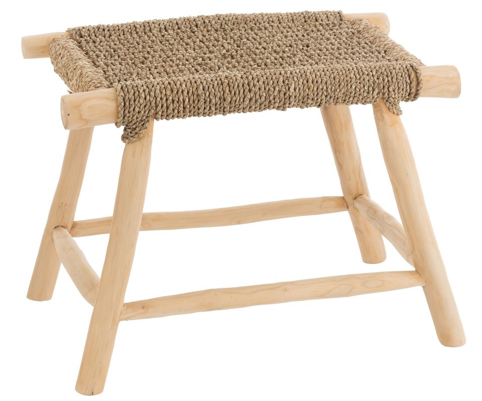 Tabouret bois teck naturel Timoty assise 45 cm - Photo n°1