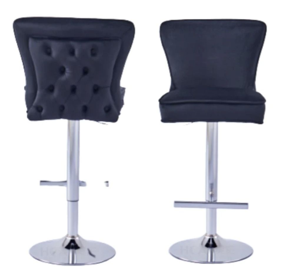 Tabouret capitonné velours et et pied chromé Gaby - Lot de 2 - Photo n°1