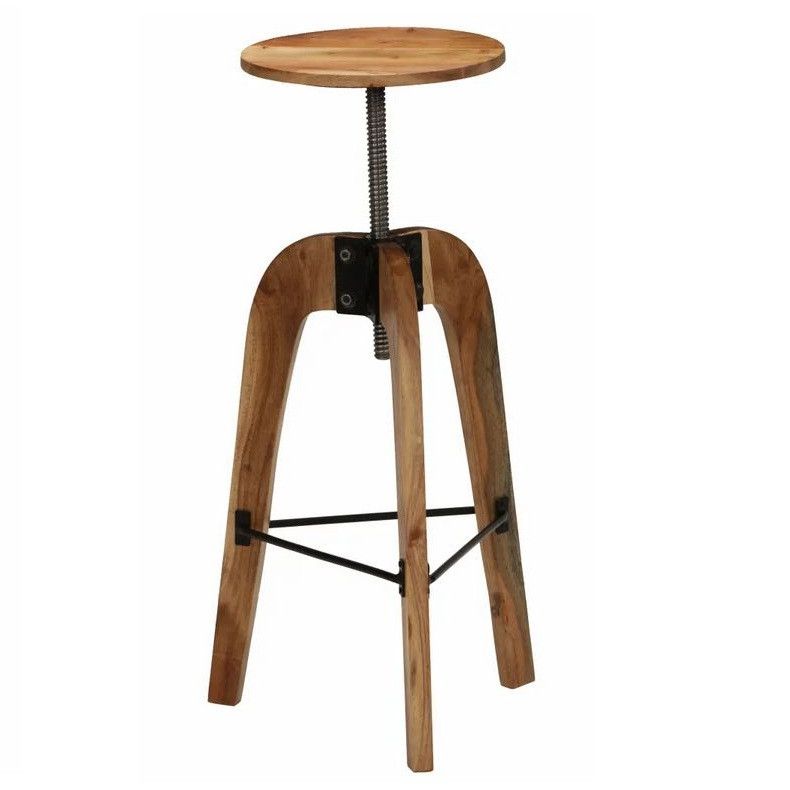 Tabouret de bar acacia massif clair Apine - Lot de 2 - Photo n°1