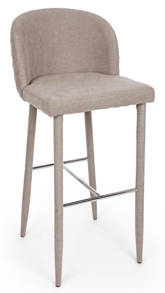 Tabouret de bar acier et tissu beige Christie - Lot de 4 - Photo n°1