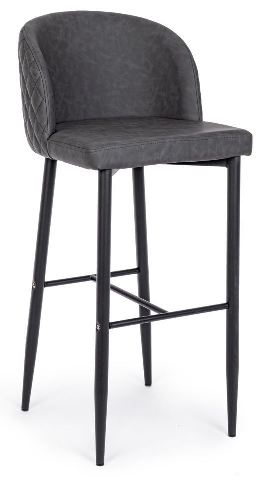 Tabouret de bar acier gris foncé Chris - Lot de 4 - Photo n°1