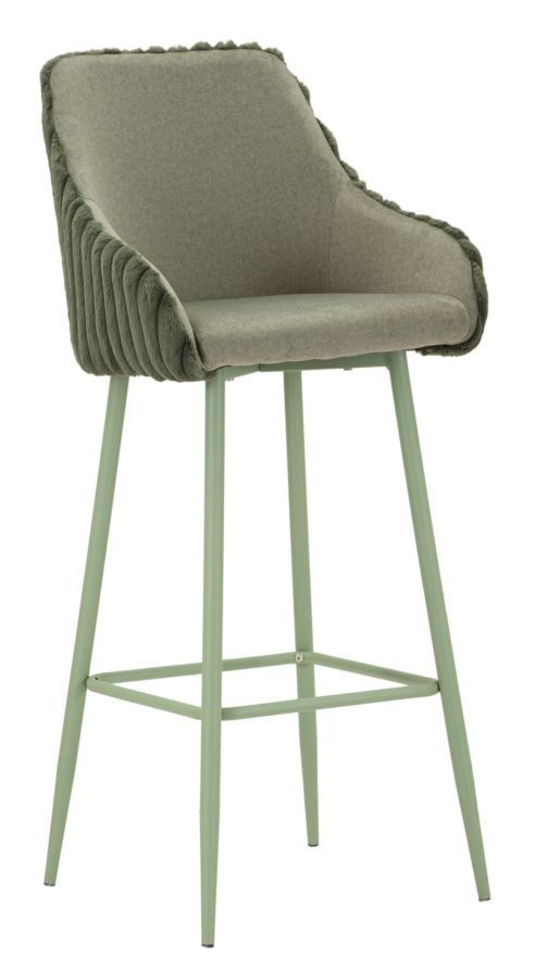Tabouret de bar Alaska vert avec dossier enveloppant Alice - Photo n°1
