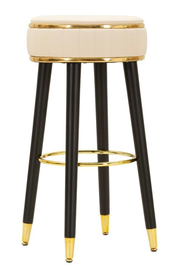 Tabouret de bar crème design vintage élégant London - Photo n°1