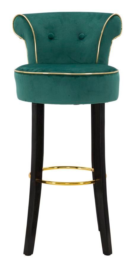 Tabouret de bar crème en velours avec structure dorée Dora - Photo n°1