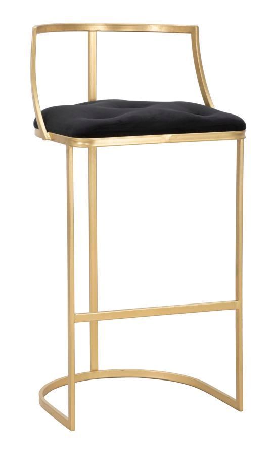 Tabouret de bar en velours avec structure métal doré Iste - Photo n°1