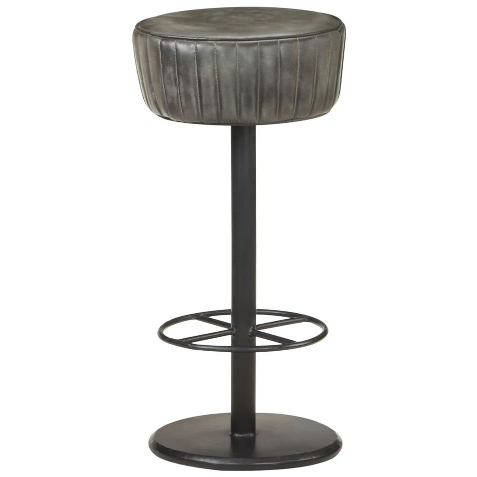 Tabouret de bar Gris Cuir véritable Havane - Hauteur d'assise 76 cm - Photo n°1