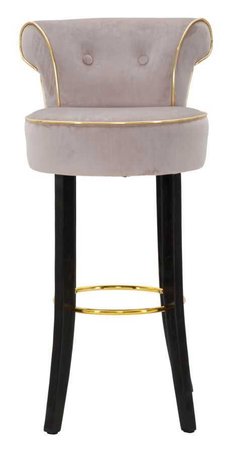 Tabouret de bar gris en velours avec pieds dorés Dora - Photo n°1
