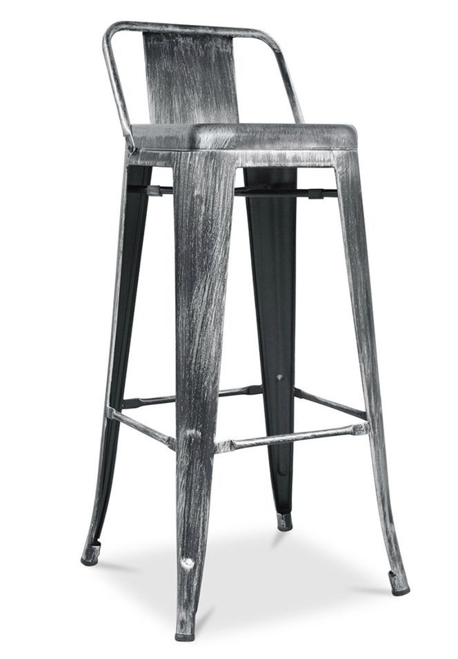 Tabouret de bar industriel KABAR Premium en acier renforcé vintage avec dossier – Assise 76 cm – Haut de gamme - Photo n°1