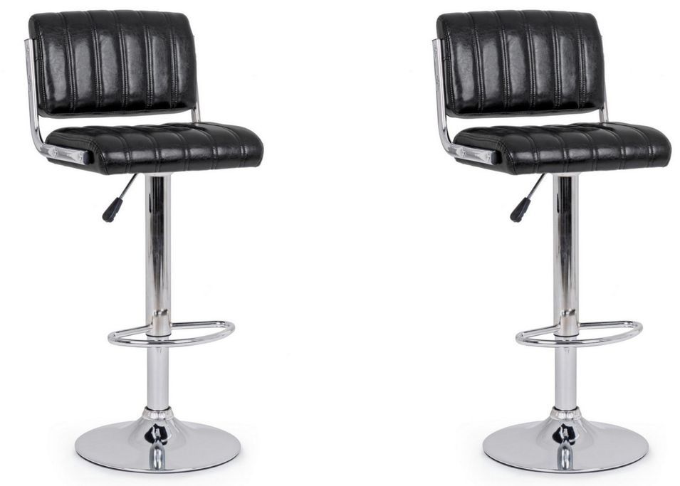 Tabouret de bar MAKAY – Simili cuir premium & structure acier argenté - Photo n°1