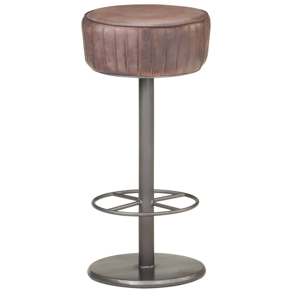 Tabouret de bar Marron foncé Cuir véritable Havane - Hauteur d'assise 76 cm - Photo n°1