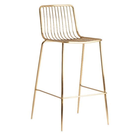 Tabouret de bar métal doré Leann - Photo n°1