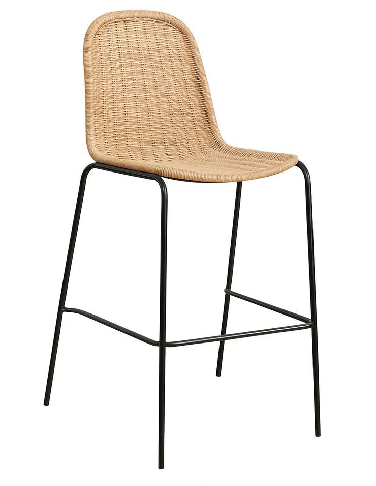Tabouret de bar ROPA – Osier synthétique et pieds en fer - Photo n°1