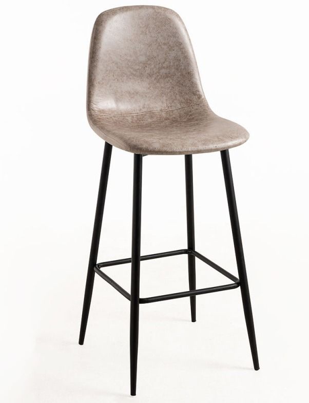 Tabouret de bar style vintage simili cuir et acier noir Kony 77 cm - Photo n°1