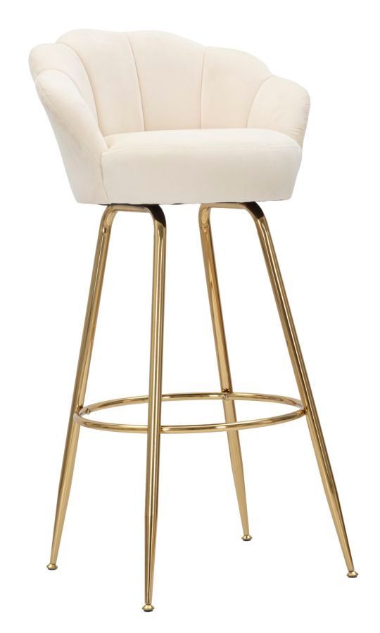 Chaise de bar en velours et pieds dorés VIENNE - Photo n°1