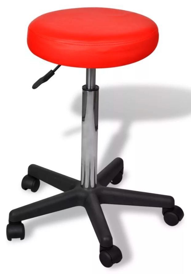 Tabouret de bureau rond similicuir rouge Tawen - Photo n°1